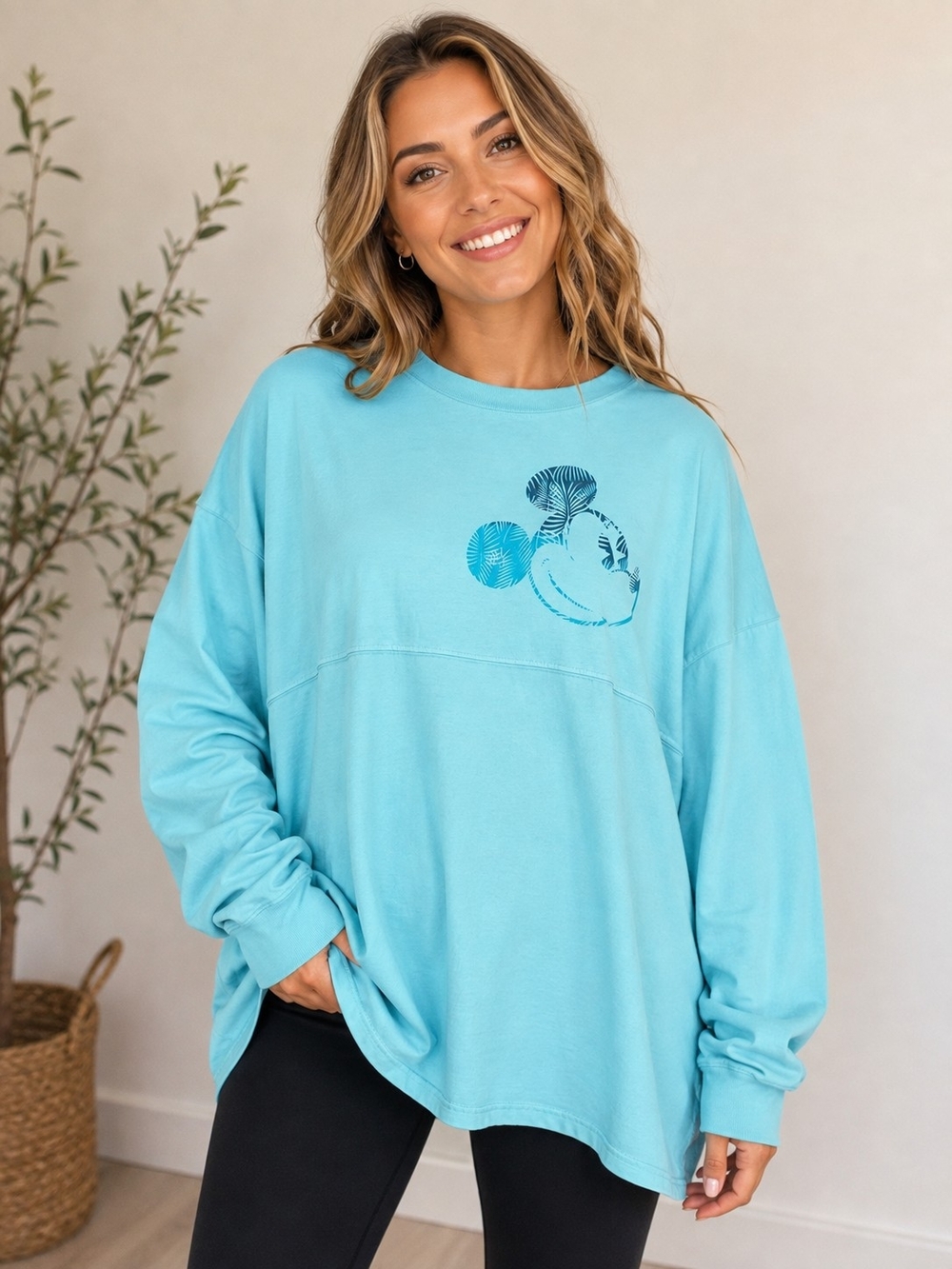Disney Women's Turquoise Long-Sleeve Graphic Tee